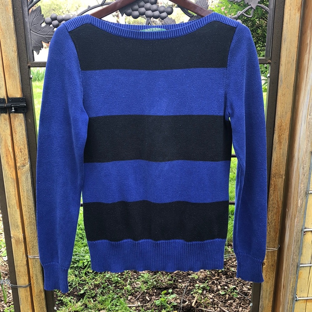 Lauren Ralph Lauren purple and black cotton crew neck sweater size S